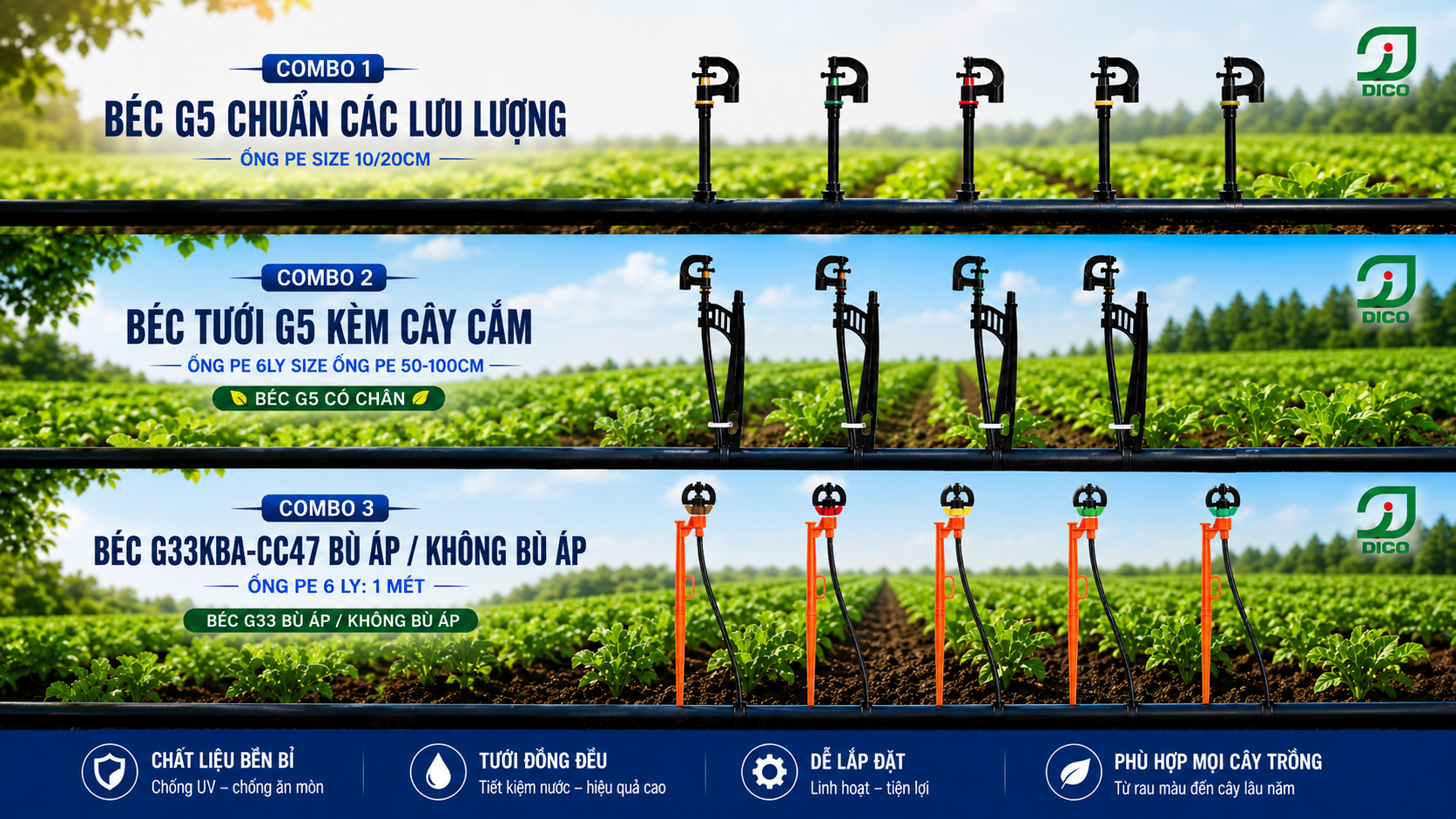 combo béc tưới